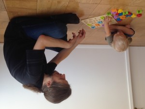 Richard and Tate checking out the ABC puzzle for the first time!