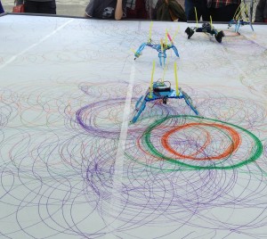 A close up of the Spirographs at work.