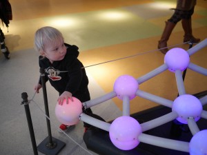 Tate pressing one of the spheres.