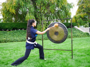 Playing the Gong.