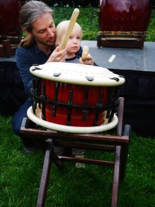 Too shy, so daddy id all the drumming!