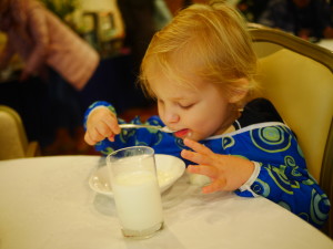 Almond pudding and milk!  I didn't know how much Tate could pack away until he had the buffet in front of him.  And he'd still ask for food 5 minutes after we left the hotel!