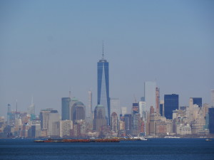 The view of Wall street from Staten Island.