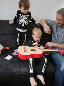 A guitar from Mummy, Daddy and Knoxy.