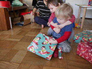Being attacked while trying to open a present!